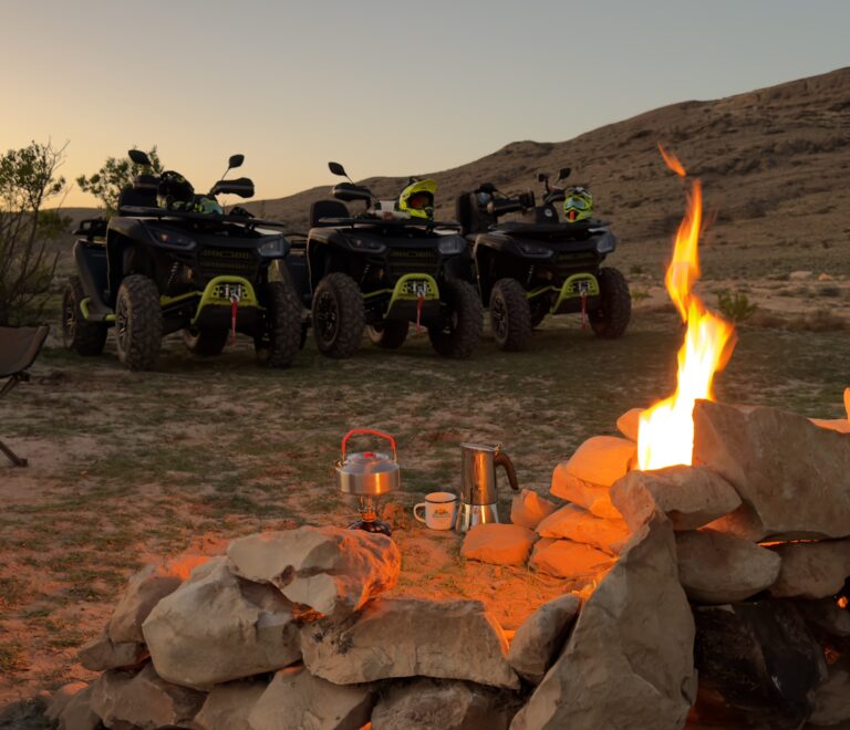ATV sunset experience in Salalah, Oman with quad bikes and mountain views in Dhofar
